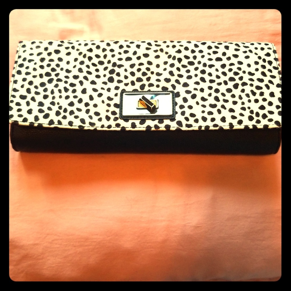 Dalmatian print calf hair clutch
